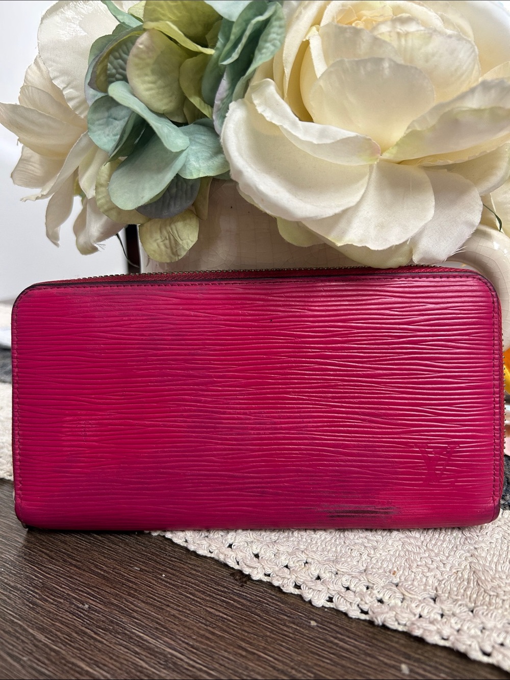 Louis Vuitton Hot Pink Epi Leather Zip Around Wallet